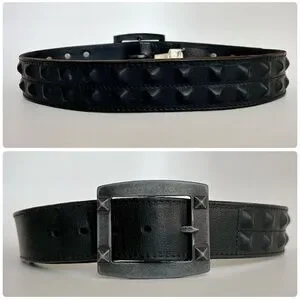 Diesel Black Studded Leather Belt y2k originally bought in Italy. Diesel Vintage Y2k leather double buckle belt punk  main image 4
